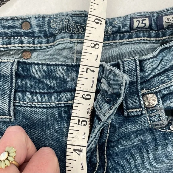 MISS ME JEANS Women’s JE534OB5X Boot Distressed knees embellished pockets sz 25 - Picture 12 of 14